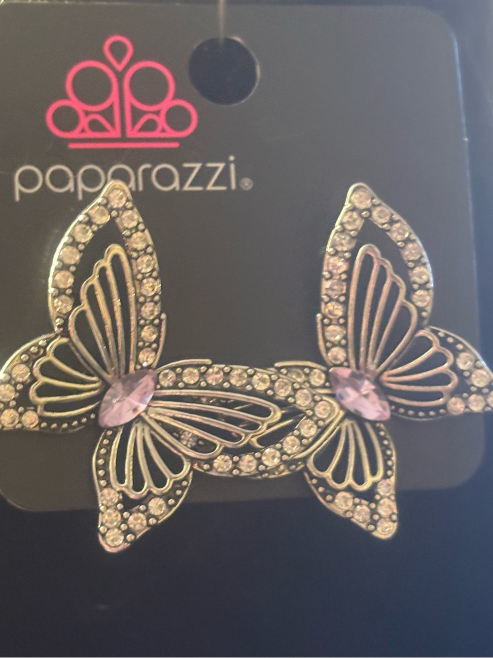 Paparazzi Sparkling Lavender Butterfly Earrings